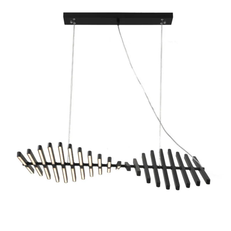 Modern Luxury LED Chandelier Adjustable Pendant Light Black/White Metal