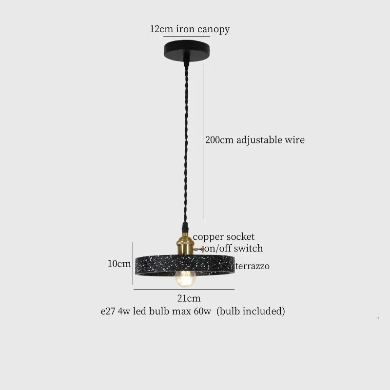 Afralia™ Terrazzo LED Pendant Light | Modern Nordic Style for Home, Bar, Cafe, Loft
