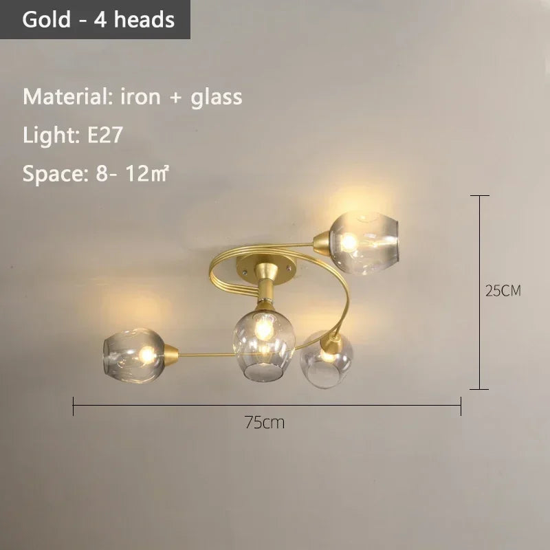 Nordic Glass Chandelier: Bedroom Dining Room Pendant Light Luminaires