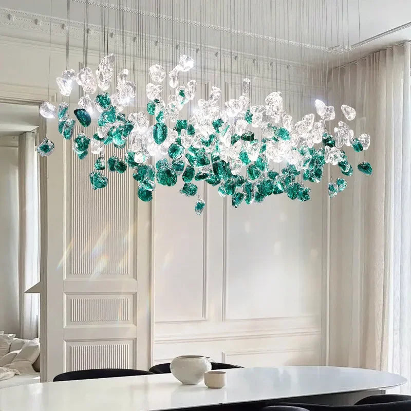 Glass Stone Chandeliers: Modern Luxury LED Pendant Lights for Dining Room Art Decor