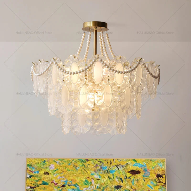 Cream Wind Crystal Chandelier - Elegant French Design for Luxury Living Spaces