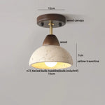 Yellow Travertine Stone LED Ceiling Light Fixture White Glass Ceiling Lamp