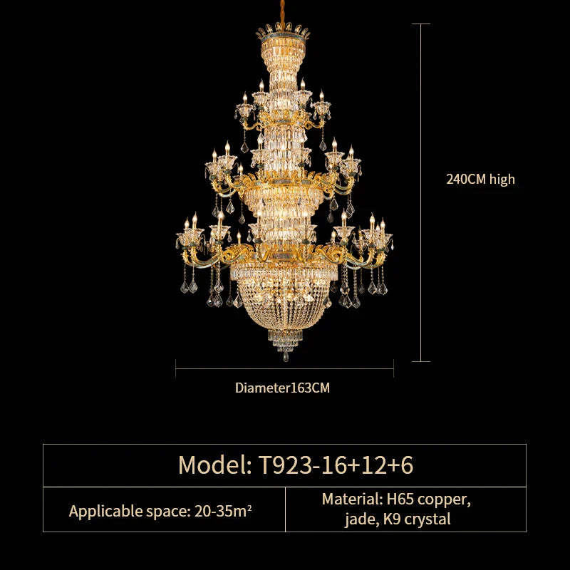 Luxe Crystal Chandelier: Elegant Copper Living Room Dining Candle Light