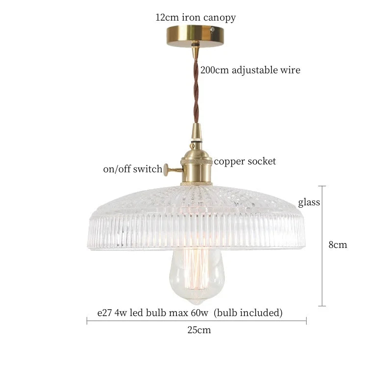 Clear Glass LED Copper Pendant Lighting for Minimalist Decor