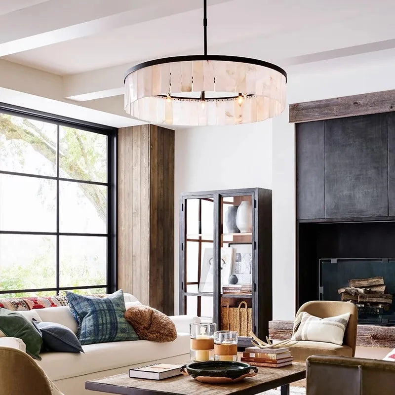 Luxury Marble Ceiling Pendant Light: Elegant LED Dimmable Fixture for Living Room