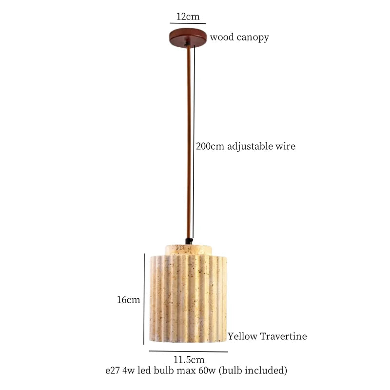 Yellow Travertine Pendant Light: Nordic Minimalism LED Hanging Lamps for Home Decoration