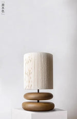 Walnut Wood Color Bedside Table Lamp - Solid Wood Living Room Study Retro Square Lamp