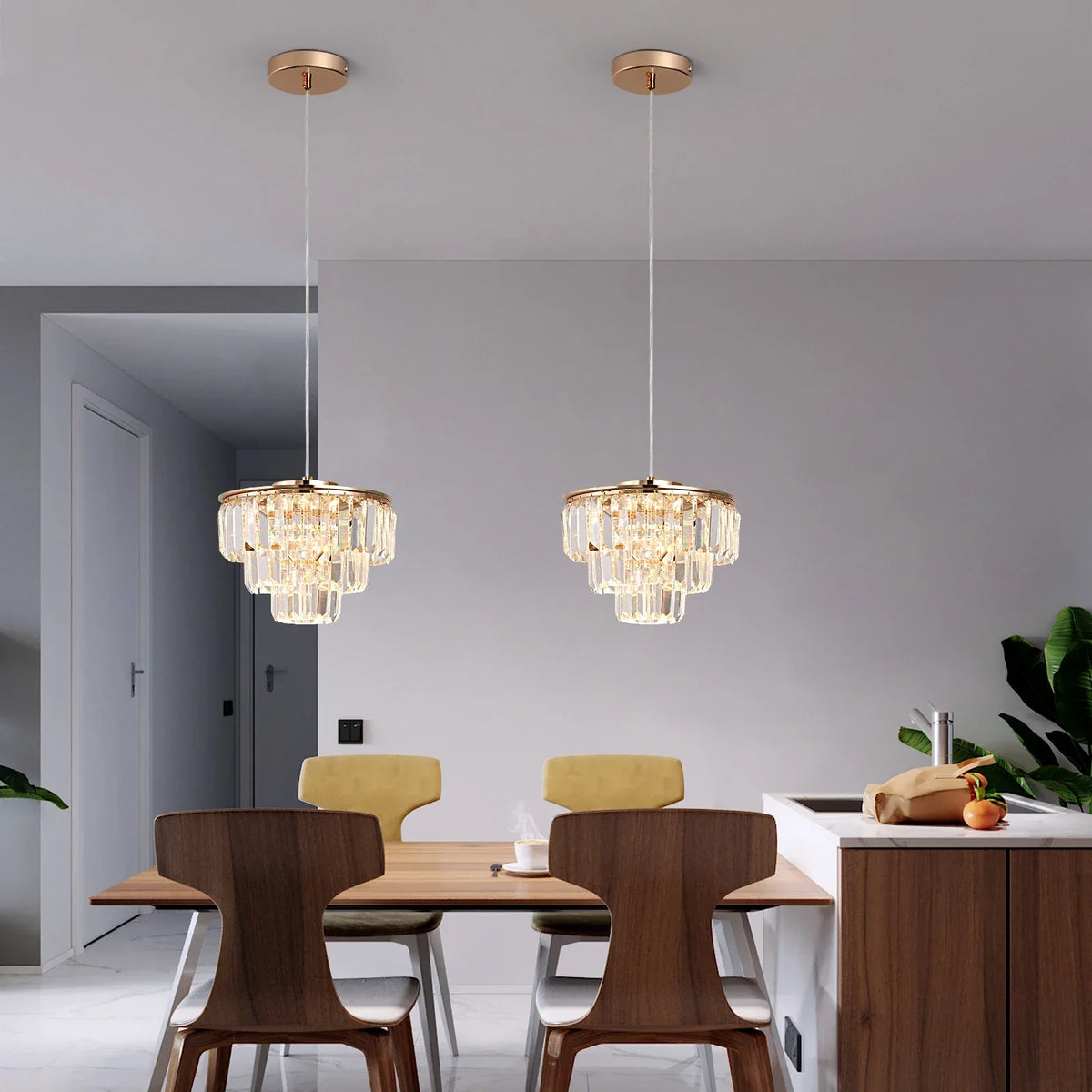 Crystal LED Ceiling Chandelier for Kitchen Island, Living Room, Dining Room Lighting