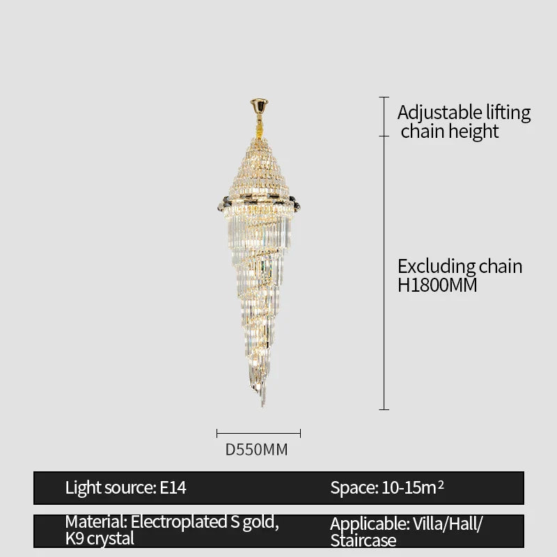 Modern Crystal Duplex Villa Chandelier for Luxury Living Room