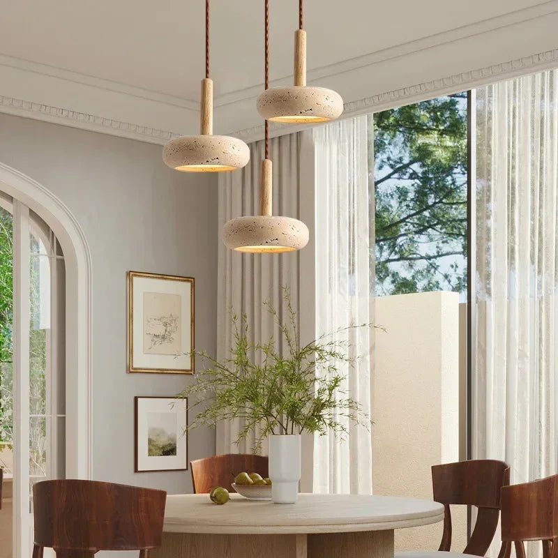 Natural Stone Chandelier Pendant - Ceiling Hanging Light for Bedroom, Dining Room