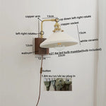 Walnut Ceramic LED Wall Lamp Pull Chain Switch - Modern Bathroom Mirror Light
