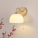 Afralia™ Iron White Glass LED Wall Lamp Sconce Pull Chain Switch Nordic Modern Stair Light