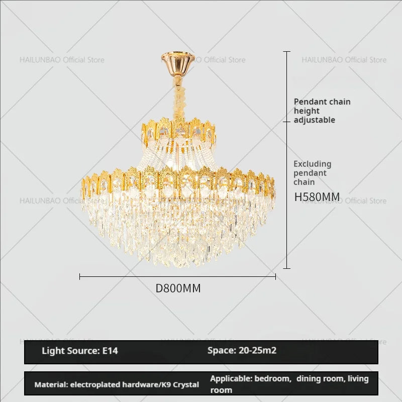 Luxury Crystal Chandelier: Elegant Lighting Solution for Living Room, Lobby, and Restaurant