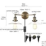 Industrial Vintage Loft 2-Light Plug In LED Wall Lamp