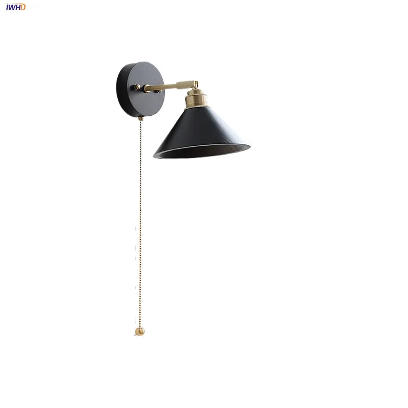 Black Wood LED Wall Sconce Rotatable Stair Light, Modern Nordic Design