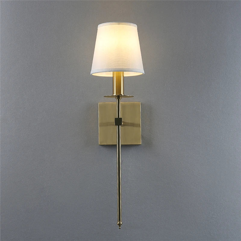 Rustic Industrial Wall Sconce with Textile Shade and LED Lights