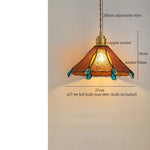 Tiffany Glass LED Pendant Light - Copper Vintage Hanging Lamp