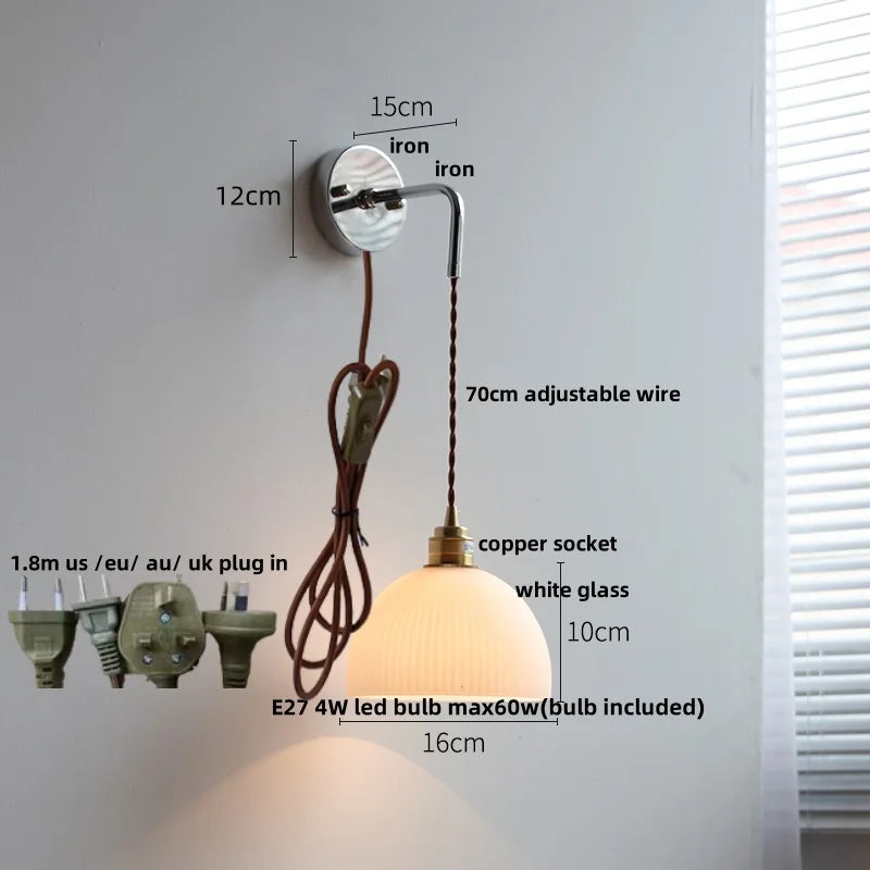 Afralia™ Modern Glass LED Wall Light Fixture Bedroom Aisle Study Lamp