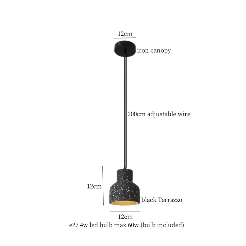 Wabi Sabi LED Pendant Lights Fixture Terrazzo Hanging Lamp Lighting