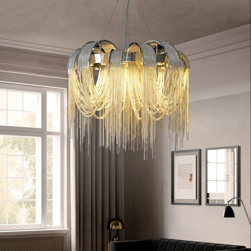 Aluminum Chain Arched Luxury Chandelier for Living Room Dining Room