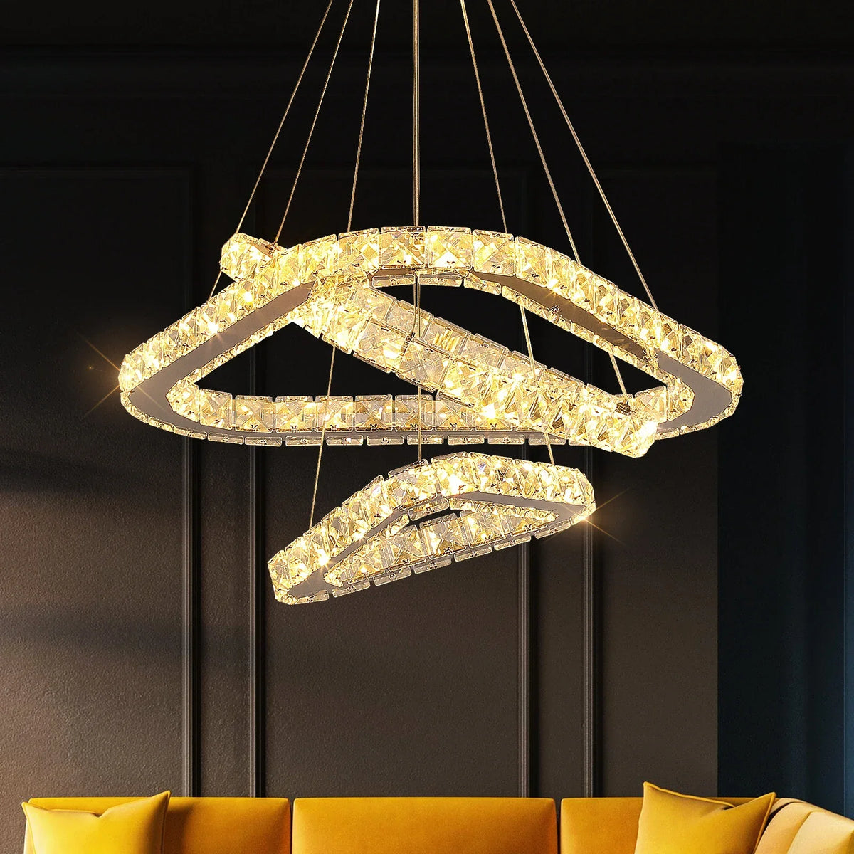 Crystal LED Pendant Chandelier, Modern Nordic Ceiling Lamp for Living and Dining Room