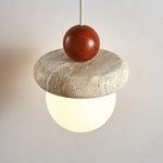 Nordic LED Wood Pendant Light Yellow Travertine Interior Lighting