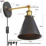 Gold Industrial LED Wall Lamp for Loft Stair & Bedroom Lighting