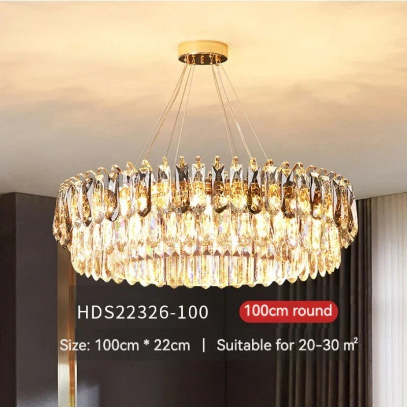 Gold Crystal Chandelier: Luxury Lighting for Dining Living Bedroom Kitchen Island