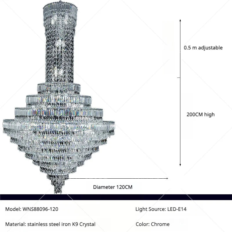 Crystal Chandelier: Luxury Modern Staircase & Living Room, Hotel & Villa Lighting