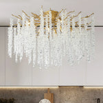 Branch Crystal LED Ceiling Chandelier in Gold/Black for Dining Room Lobby