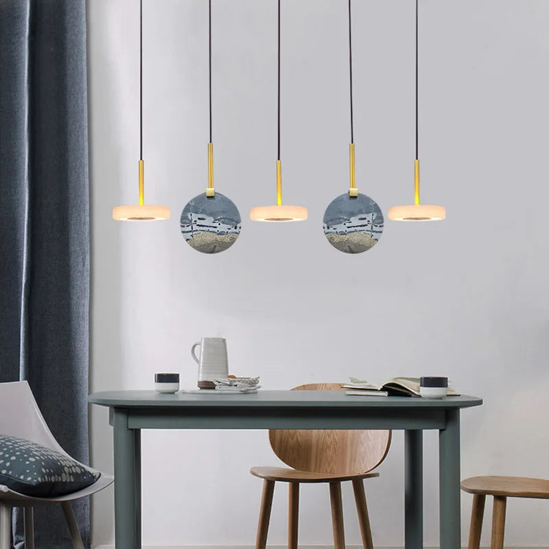 Burlywood Marble LED Ceiling Chandelier for Living Room