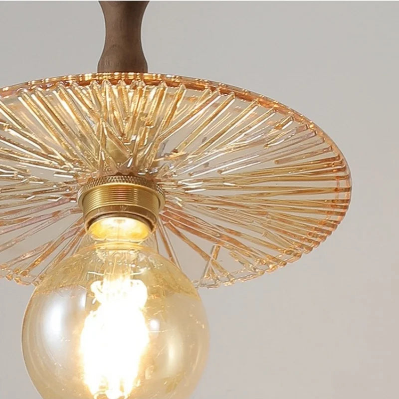 Copper Glass LED Pendant Lamp Modern Style for Dining Room, Bedroom, Bar.