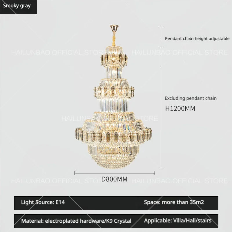 Crystal Chandelier: Villa High Living Room Luxury Lighting