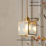 Afralia™ Glass Brass Pendant Lamp, Adjustable Loft LED Light for Kitchen Bar Balcony