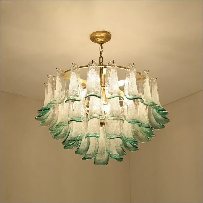 Luxury Green Glass Pendant Lights Metal Round Luminaria Fixture