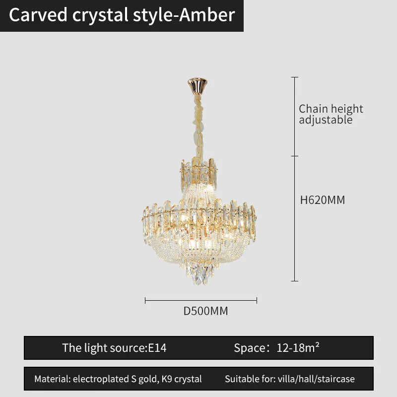 French Bead Chain Crystal Chandelier for Luxury Spaces