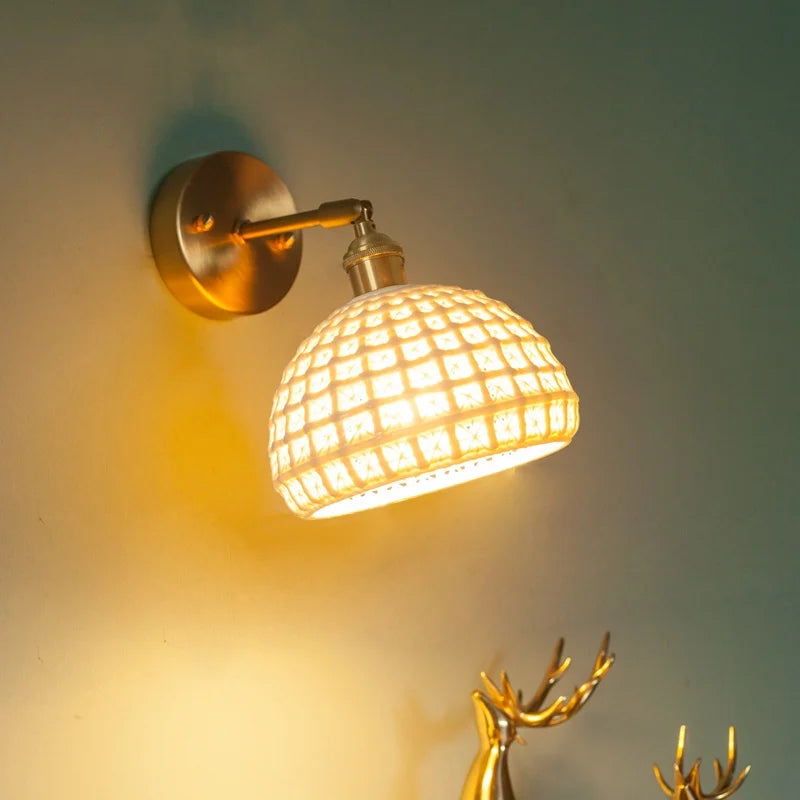 Nordic Modern LED Wall Lamps Copper Arm Ceramic for Home Decor