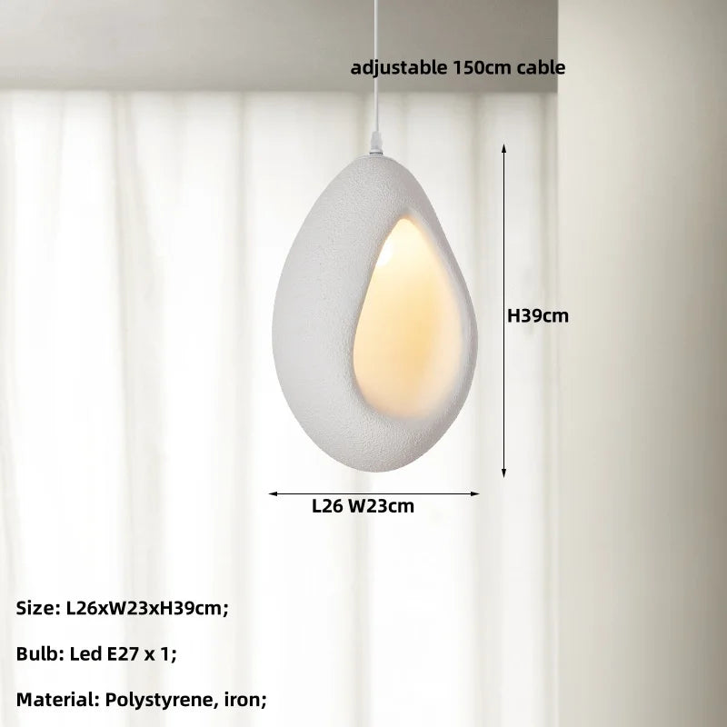 White Wabi Sabi E27 LED Pendant Chandelier for Home Decor & Bar, Nordic Design