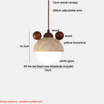 LED Wood Pendant Light Fixture Wabi Sabi Hang Lamp for Living Room