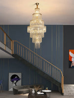 Large Golden Crystal Chandelier for Modern Luxury High Ceilings