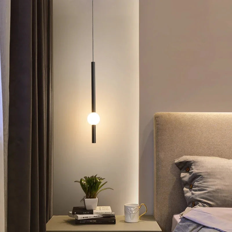 Glass Rod Pendant Light - Modern Long Hanging Lamp for Living Room, Bedroom & Shop