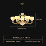 All Copper Jade Chinese Chandelier: Modern & Simple Living Room Lighting
