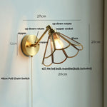 Vintage Brass Clear Glass Wall Lights Up Down Rotate Bedside Lamp