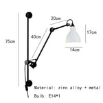 Gras BL Wall Lamp: Adjustable Chrome Long Arm Reading Light