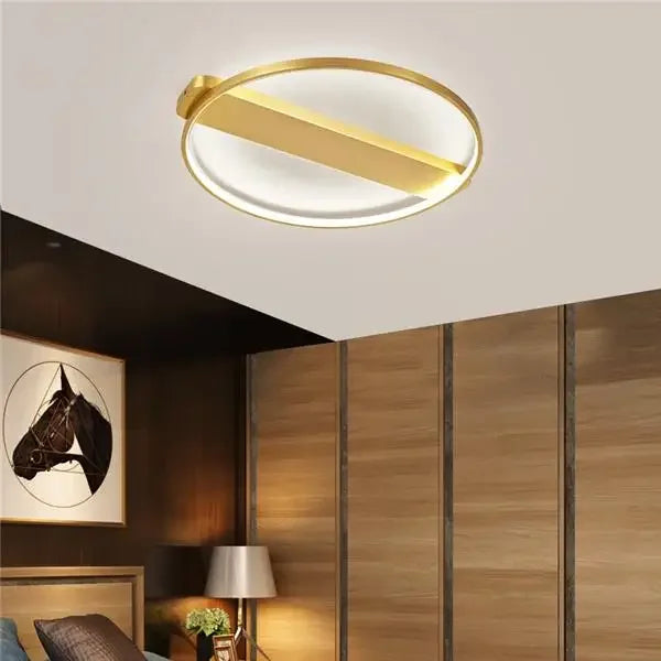 Luxe Copper Ceiling Light: Circular Minimalist Bedroom Lamp for Elegant Style