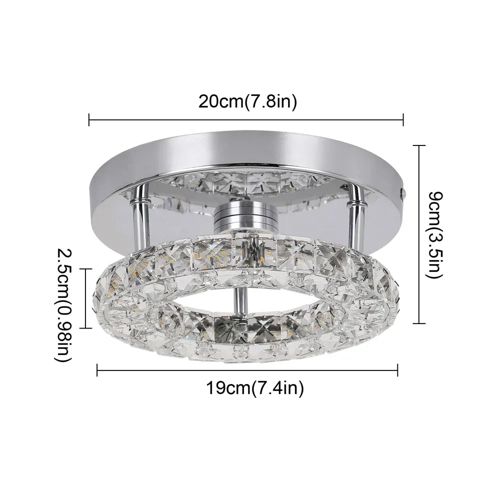 Crystal LED Flush Mount Ceiling Light for Kitchen Hallway - Modern Chandelier Fixture