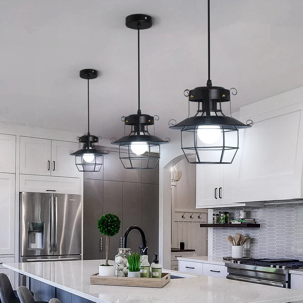 Retro Industrial Pendant Light Fixture for Kitchen Island Dining Room Decor