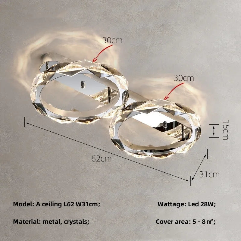 Crystal Chandelier Pendant Light - Dimmable Modern Luxury LED Chrome Luminaria