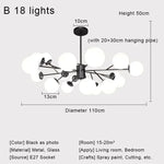 Nordic Black Glass Ball Ceiling Chandelier for Living Room Kitchen Bedroom Dining Home Décor