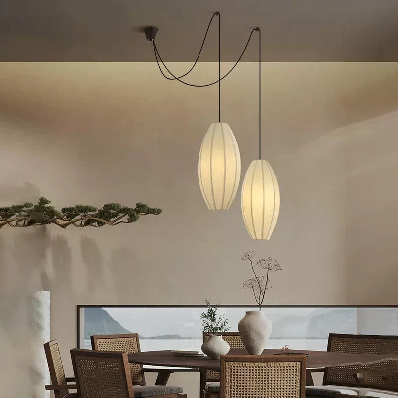Nordic Silk Chandelier LED Pendant Lights for Home Dining Room